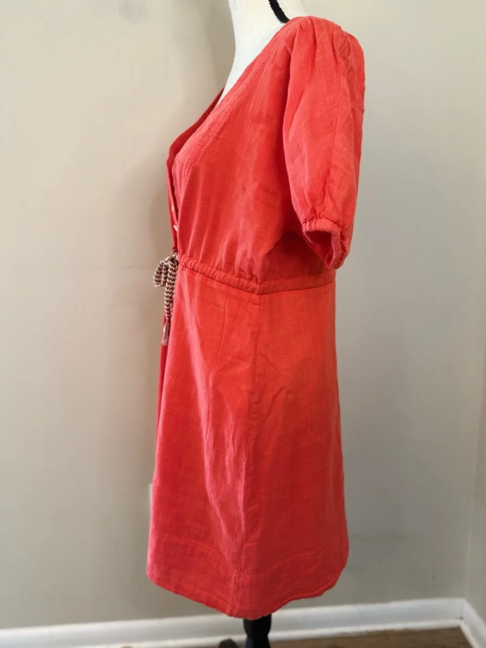 J. Crew Factory boho red V neck midi dress summer chic SZ 6 - Picture 3 of 15